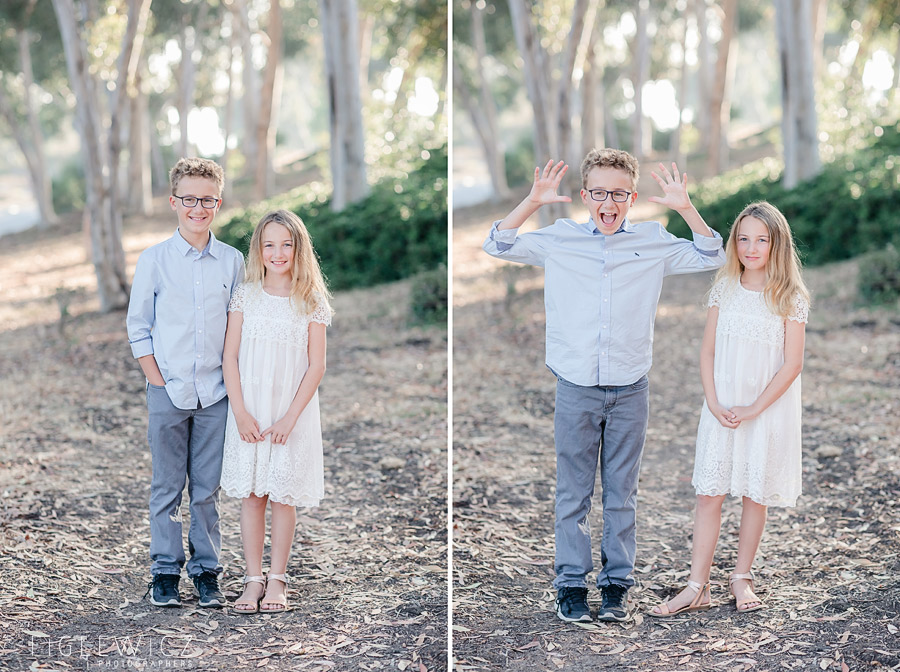 brother and sister making funny faces in palos verdes