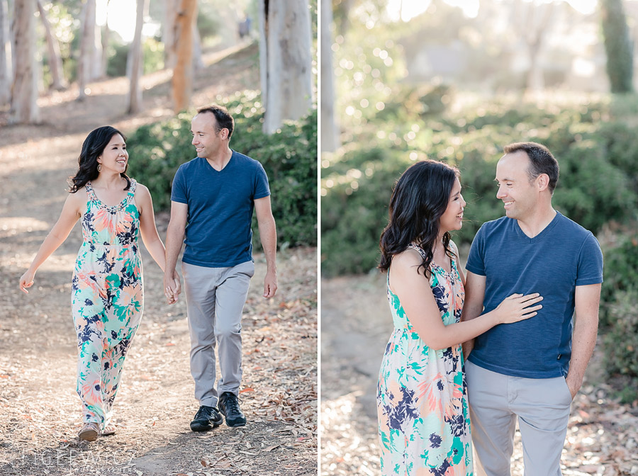 engaged couple strolling through palos verdes