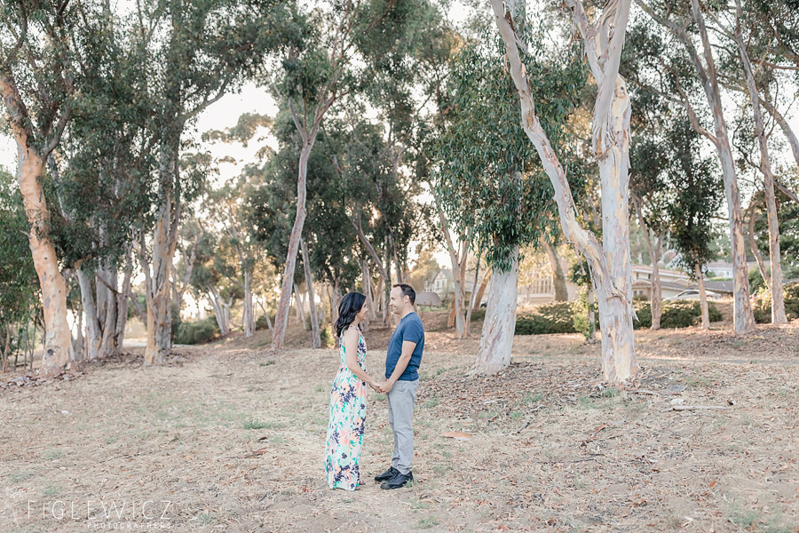 engaged couple holding hands in palos verdes