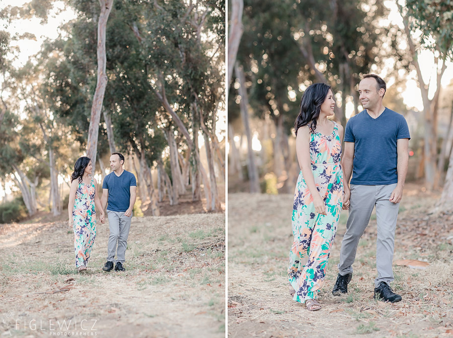 engaged couple strolling in palos verdes